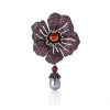 High-end, fashionable and light luxury copper zircon crabapple flower brooch, retro and elegant ladies' dress suit brooch accessory pin Specification image